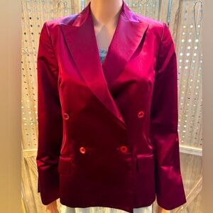 Carolina Herrera Double-Breasted Wine  Colored Blazer